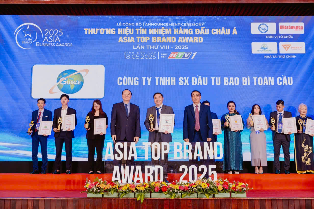 Công ty TNHH sản xuất đầu tư Bao Bì Toàn Cầu vinh dự đạt Top 10 Thương hiệu Tín nhiệm Hàng đầu Châu Á 2025