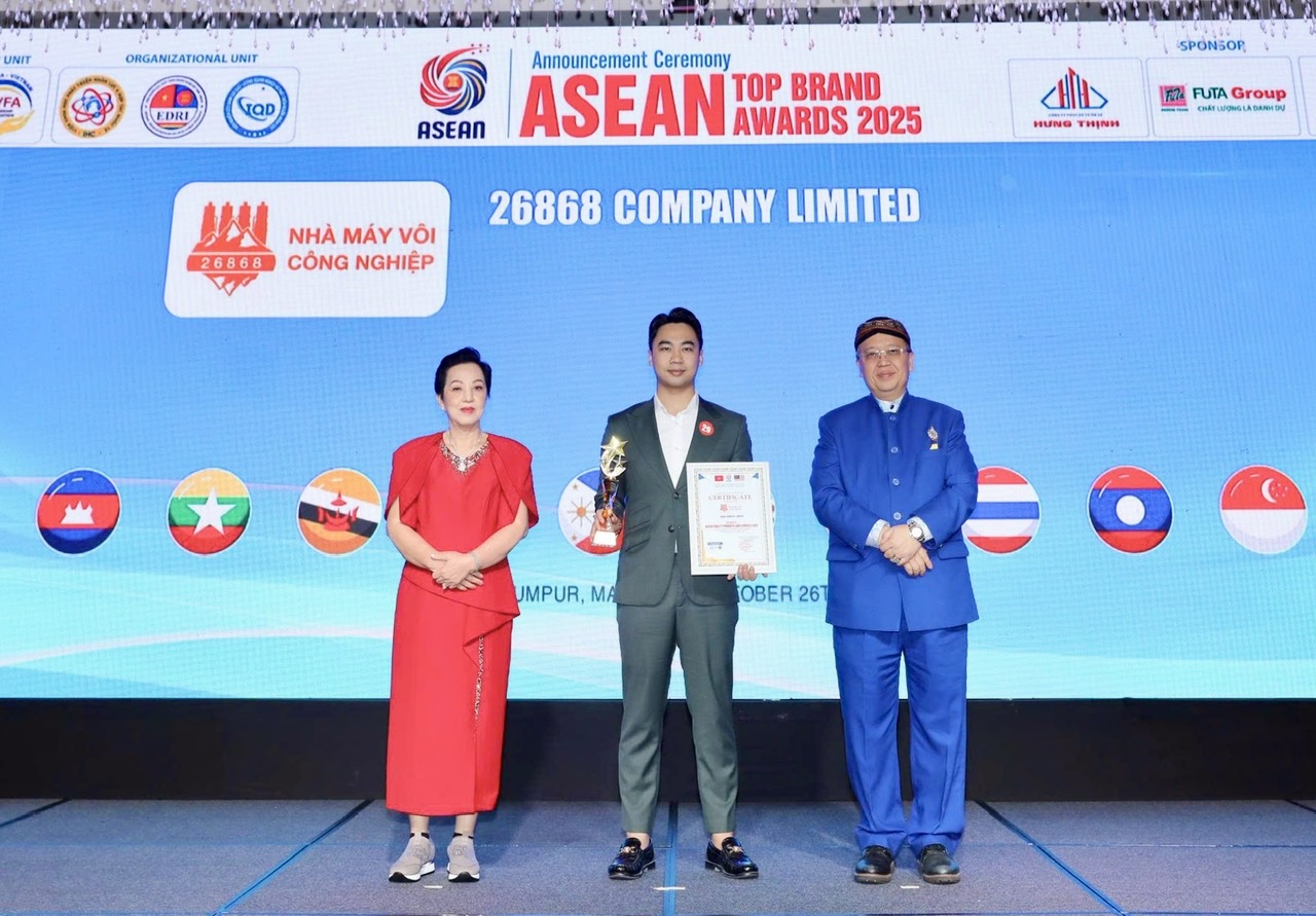Công ty TNHH 26868 – Vinh dự nhận giải thưởng “Thương hiệu uy tín hàng đầu ASEAN 2025”