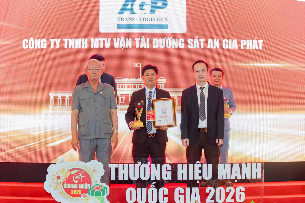 An Gia Phát - Đơn vị dẫn đầu trong ngành vận tải đường sắt vinh dự nhận Top 10 Thương hiệu Mạnh Quốc gia 2026