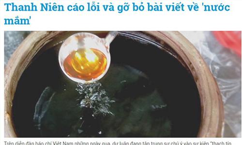 Báo Thanh Niên cáo lỗi và gỡ bỏ 5 bài viết về nước mắm