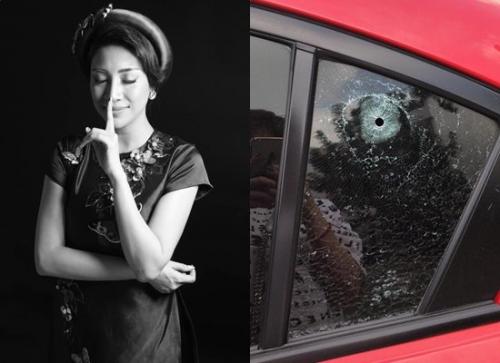 Ca sĩ Pha Lê bị kẻ xấu đục thủng kính xe hơi